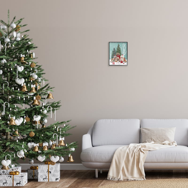 Stupell Festive Winter Dogs Scene Framed Giclee Art Design By Elizabeth Tyndall