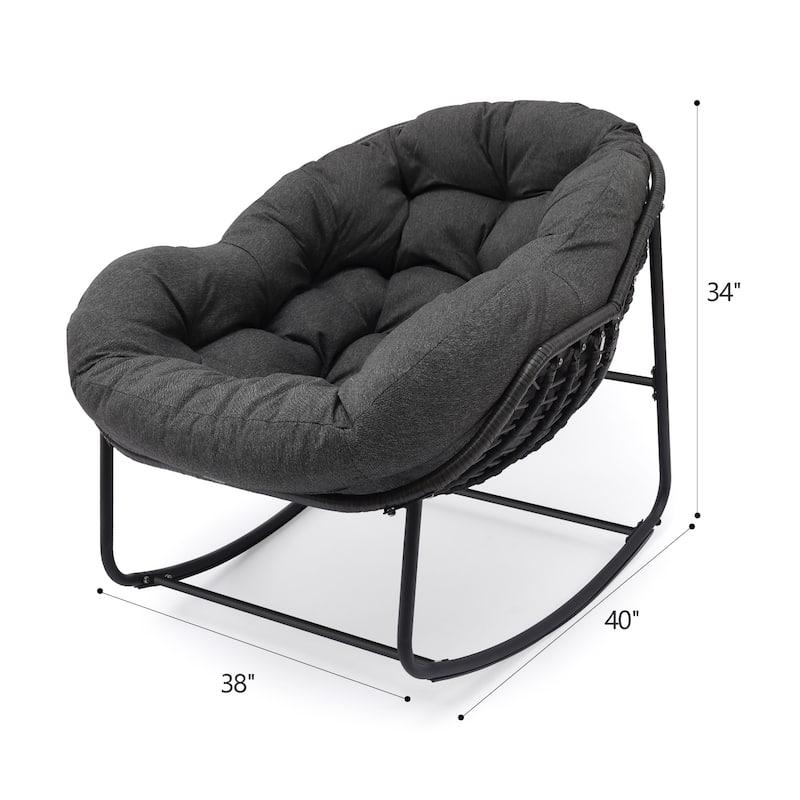 Metal Comfortable Outdoor Rocking Chair with Cushion Water-Resistant