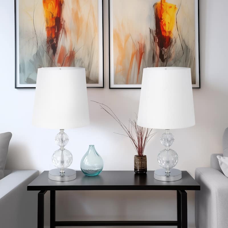 Sagebrook Home Modern Set Of 2 Crystal 19" Faceted Table Lamp, Silver, Orb - 10" x 10" x 19" - 10" x 10" x 19" - Silver