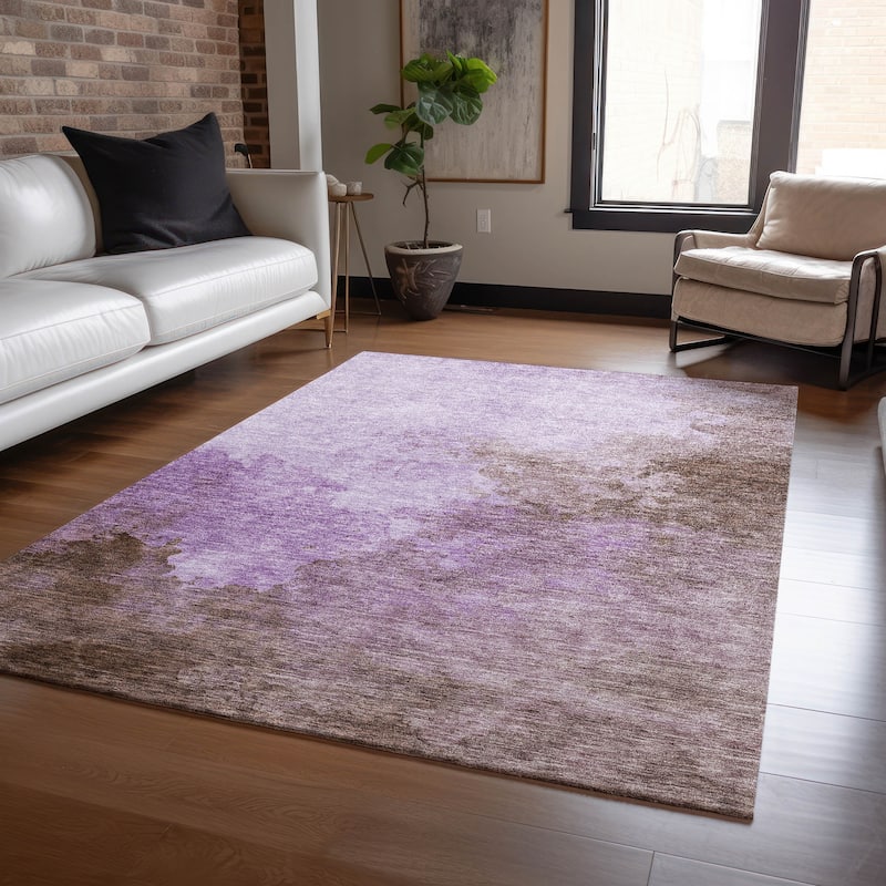 Machine Washable Indoor/ Outdoor Abstract Modern Chantille Rug - Lavender - 2'6" x 3'10"