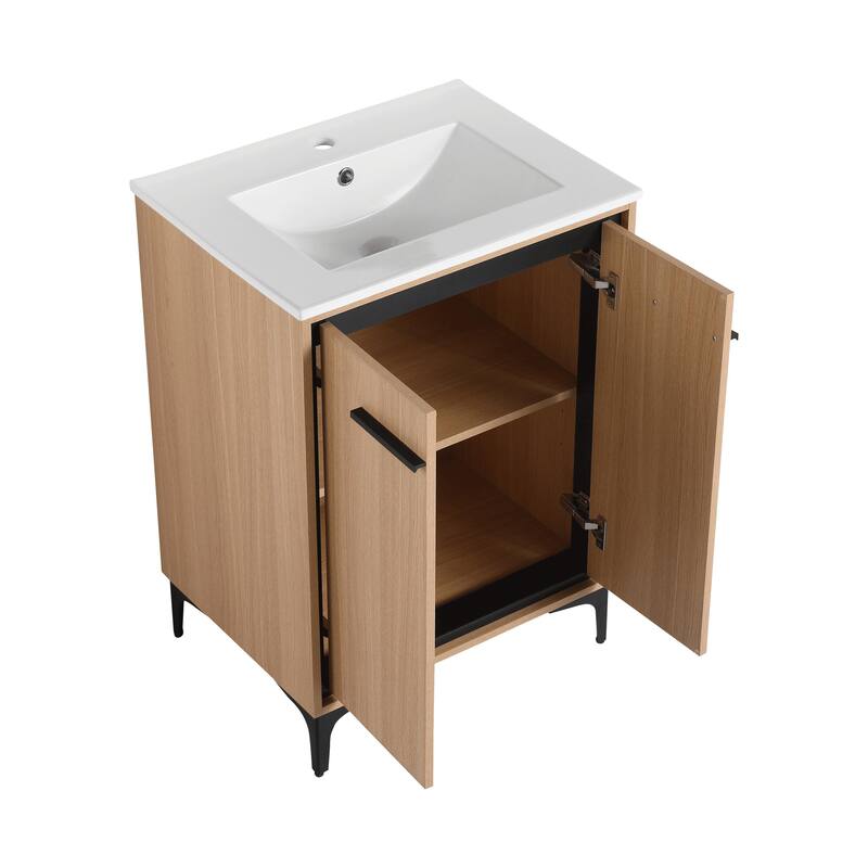 30-Inch Bathroom Vanity with Double Doors, Engineered Wood Cabinet, Floor-to-Ceiling Design, Ample Storage Space