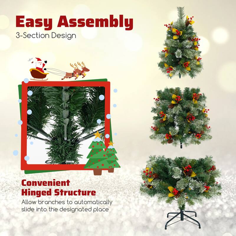 Gymax 5/7.5/9 FT Artificial Xmas Tree w/ 1416 Branch Tips 560 Warm