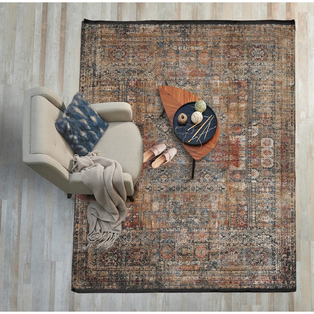 Transitional Beige Wool and Bamboo Silk Oriental Rug Machine Made - 5' 2'' x 7' 7''