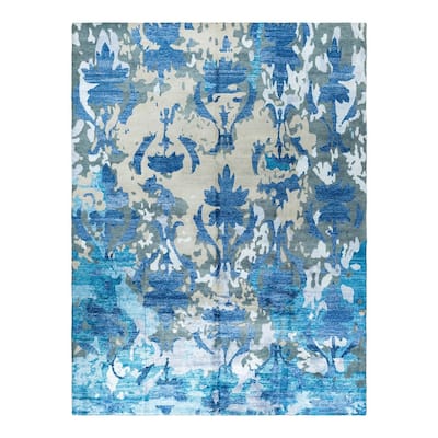 Modern One-of-a-Kind Hand-Knotted Area Rug - Gray, 9' 0" x 11' 10" - 9' 0" x 11' 10"