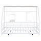 preview thumbnail 10 of 18, White Twin Size Metal House Bed with Trundle and Roof