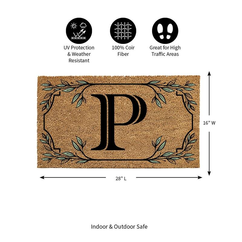 28 in. x 16 in. Monogram Coir Mat, Letter "P"