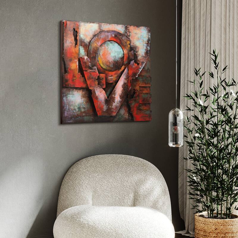 "Love" Mixed Media Iron Hand Painted Dimensional Wall Art