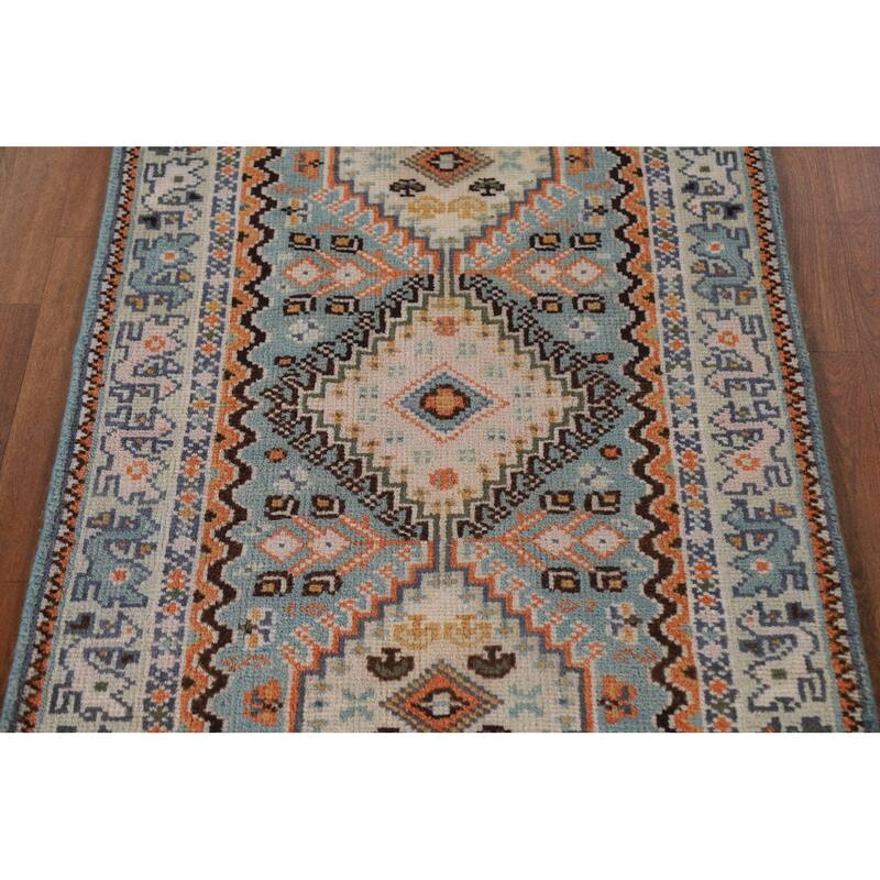 Geometric Heriz Serapi Oriental Hallway Wool Runner Rug Hand-knotted - 2'6" x 7'9"