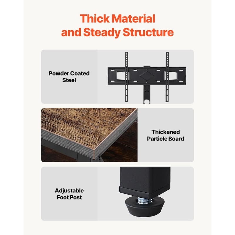 TV Stand with Mount, 48" Adjustable Console for 75-inch TVs - 47.2 x 14.0 x 20.1 in