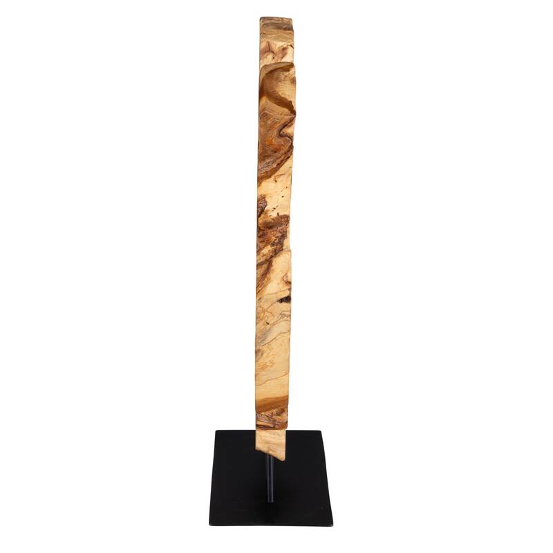 Teak Wood Sculpture with Stand - 22.75" - Brown
