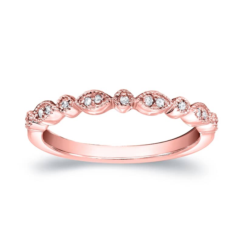 Auriya 14k Gold 1/10ctw Vintage Diamond Wedding Band - Rose - 4.5