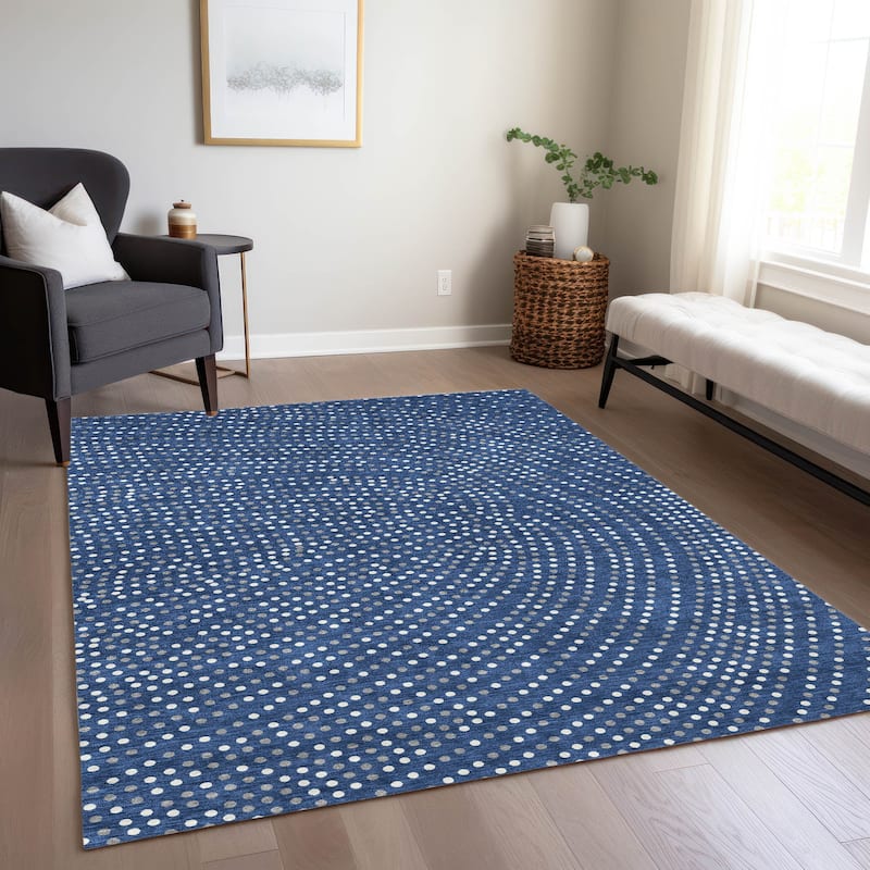 Machine Washable Indoor/ Outdoor Modern Dotty Chantille Rug