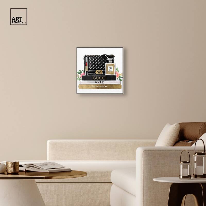 Luxury Paris Handbag and Books Canvas by Art Remedy