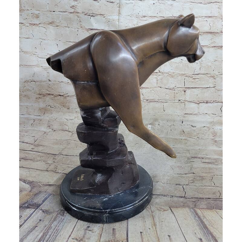 Limited Edition Marius Cougar Female Lion Bronze Sculpture Marble Statue Figurine