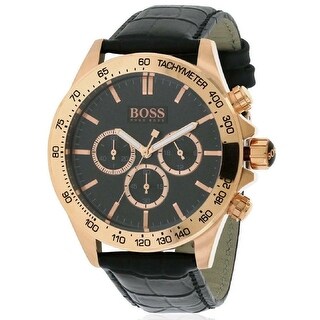 Hugo Boss Men's 1513340 'Ikon' Chronograph Gold-Tone Stainless Steel Watch  - Blue - Overstock - 32396668