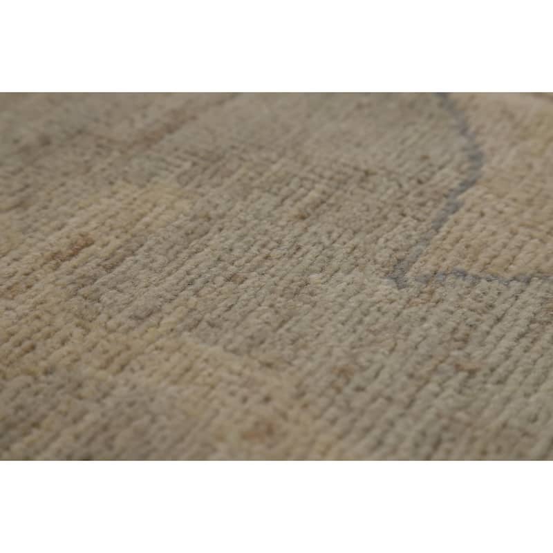 Vegetable Dye Floral Beige Oushak Turkish Rug Hand-Knotted Wool Carpet - 7'10" x 10'0"