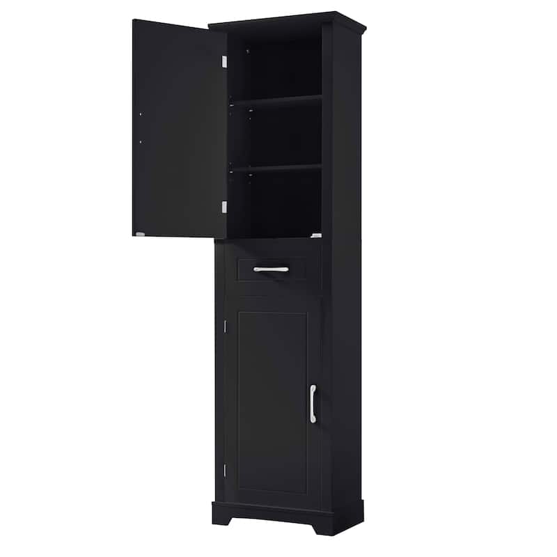 Bathroom Cabinet with Door Shelves, Bathroom Floor Storage Cabinet, Kitchen Pantry Cabinet with 2 Doors & Adjustable Shelves
