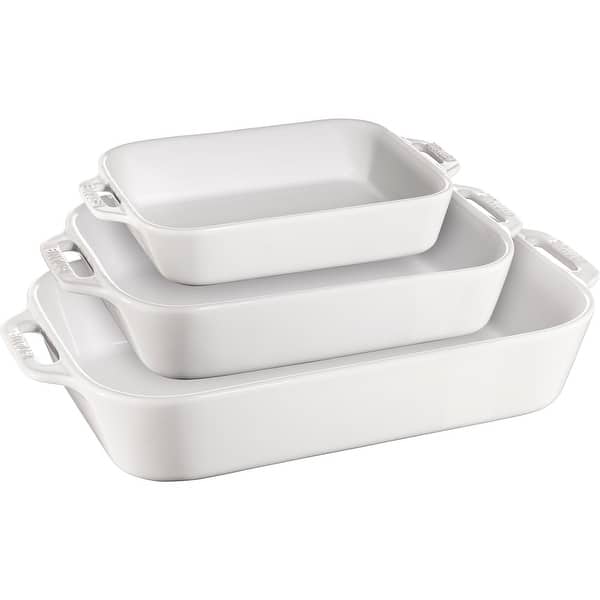 STAUB Ceramic 3-pc Rectangular Baking Dish Set - White