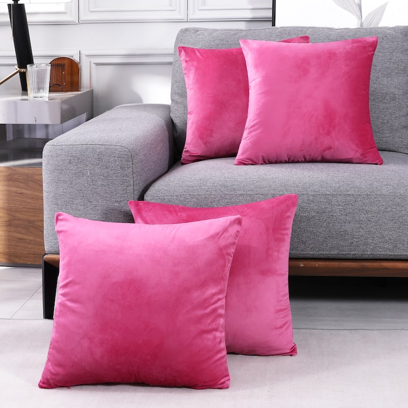 Deconovo Velvet Throw Pillow Covers 4 PCS (Cover Only) - 20x20 Inch - Rose