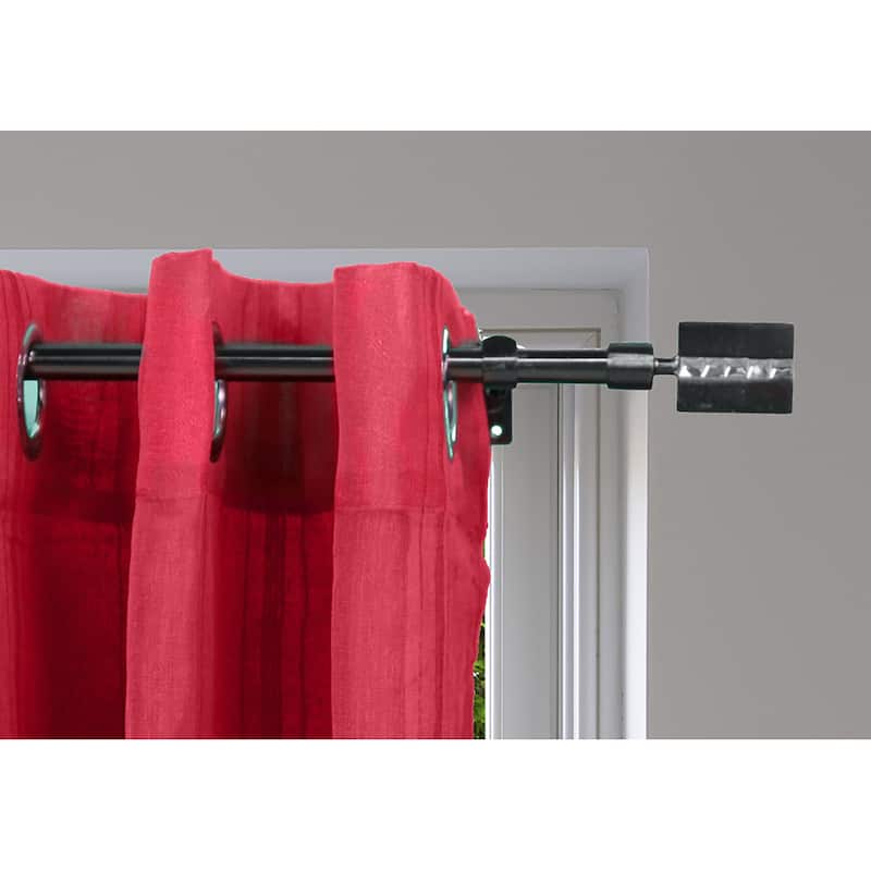 Adjustable Single Curtain Rod 50"-82" with Faceted Finials and Brackets, Graphite - 50" to 82" L x 5/8" D