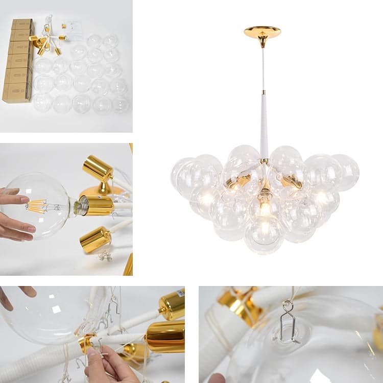 Contemporary Clear Glass Globe Bubble Chandelier