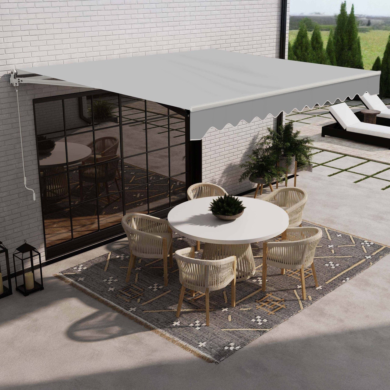 ALEKO Caribbean Motorized Patio Awning - White Frame - Silver Gray - 16 x 10 Feet