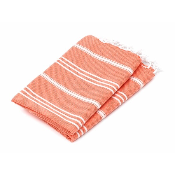 Classic Stripe Coral Hand Towel | Head Towel,Tea Towel,Kitchen towel Set of 2. Opens flyout.