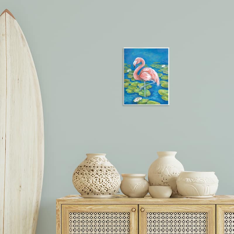 Stupell Balancing Flamingo & Lily Pads Wall Plaque Art Design By Diane Kater