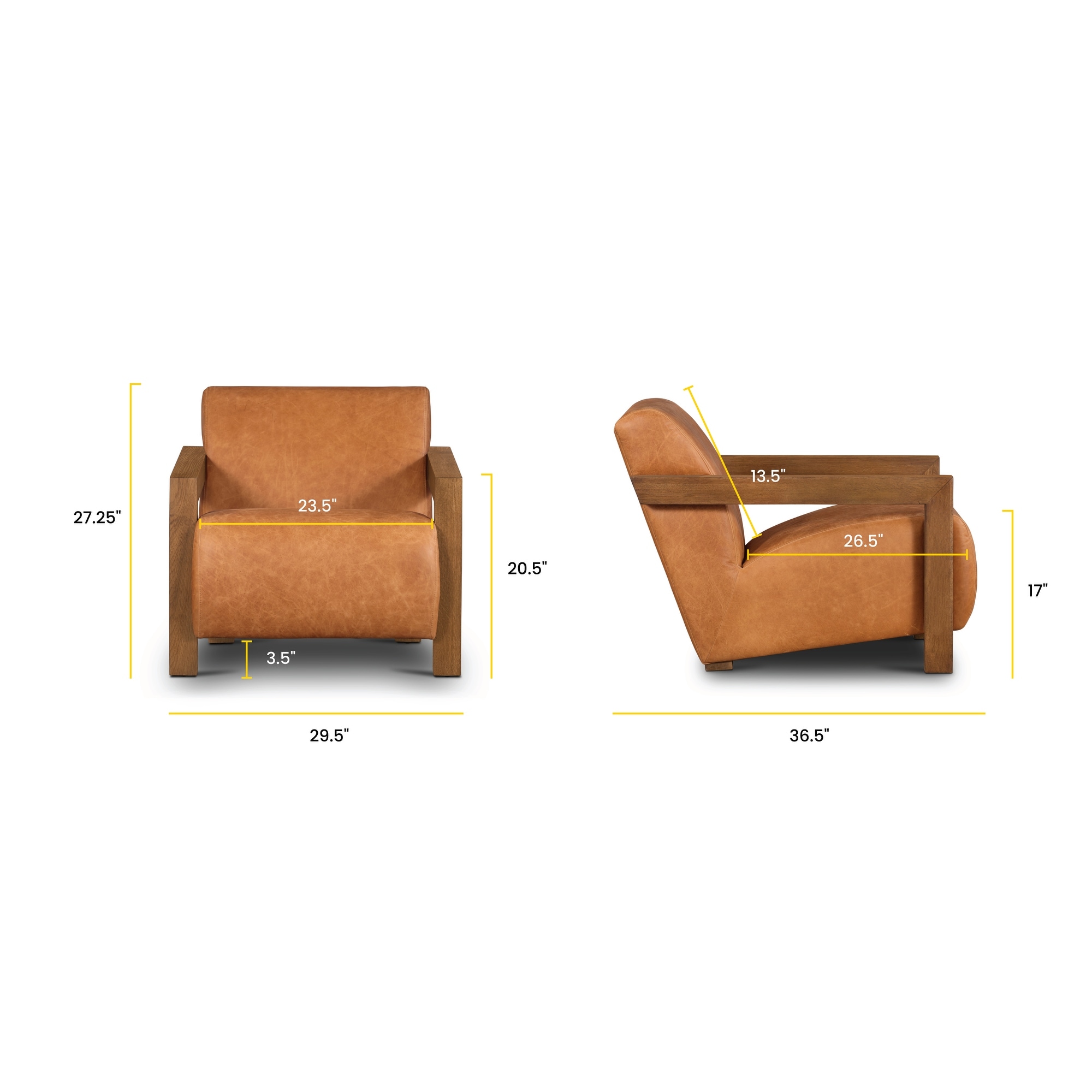 Poly & Bark Giza Lounge Chair - Italian Genuine Leather - On Sale
