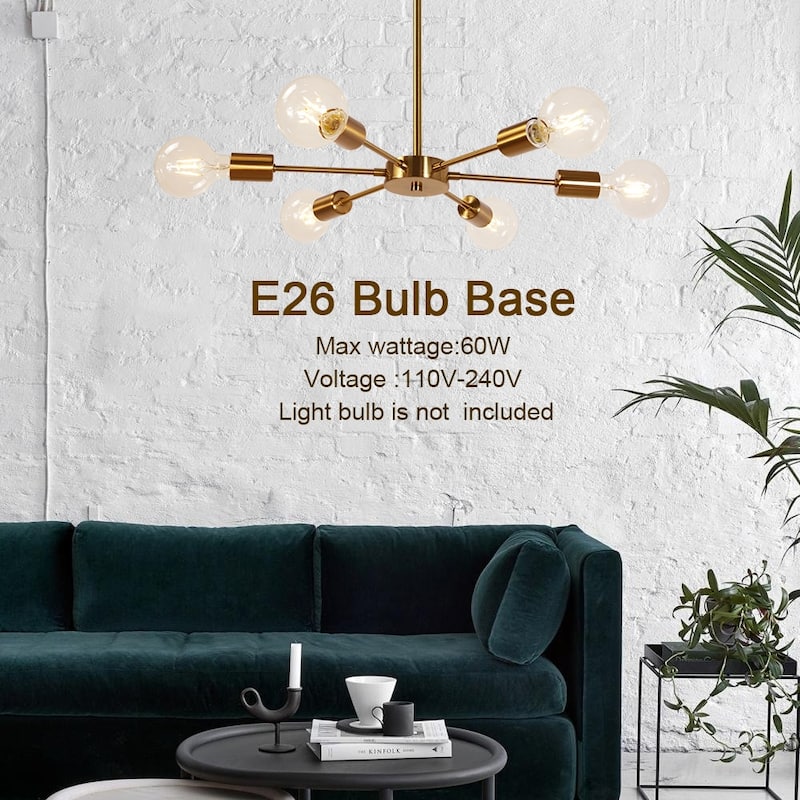 Modern Sputnik Chandelier 6 Lights Mid Century Ceiling Light