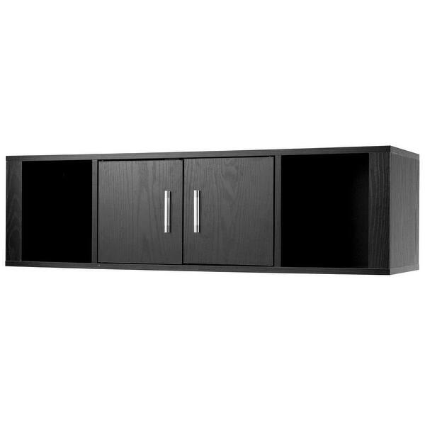Shop Costway Wall Mounted Floating Desk Hutch Wall Shelf Cabinet