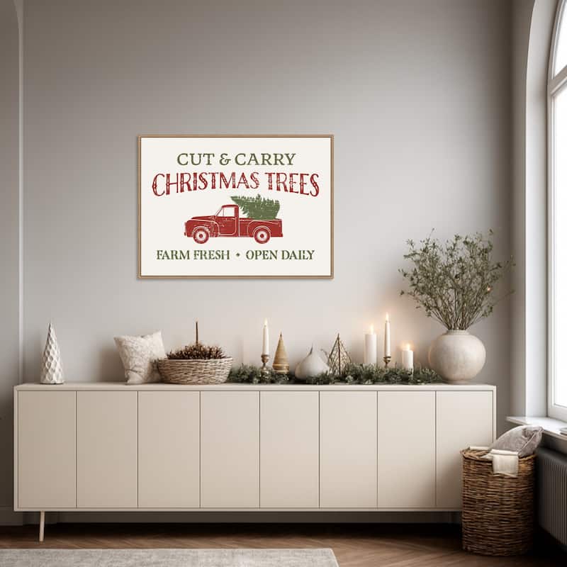Christmas Farm Sign II by Victoria Barnes Framed Canvas Wall Art Print