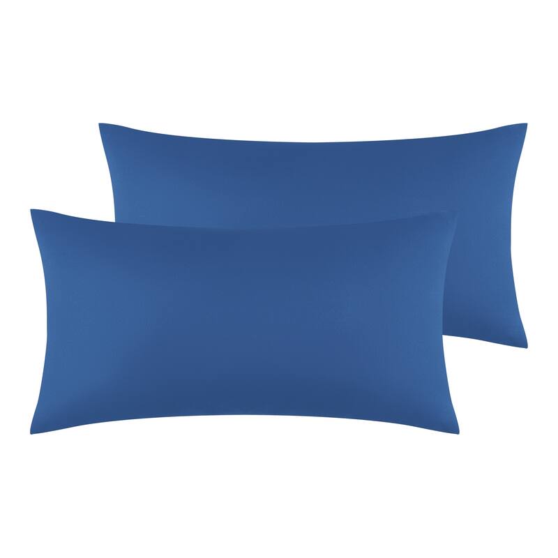 Set of 2 Satin Pillowcases with Envelope Closure for Home 20x26 - Dark Blue - California King(20"x40")