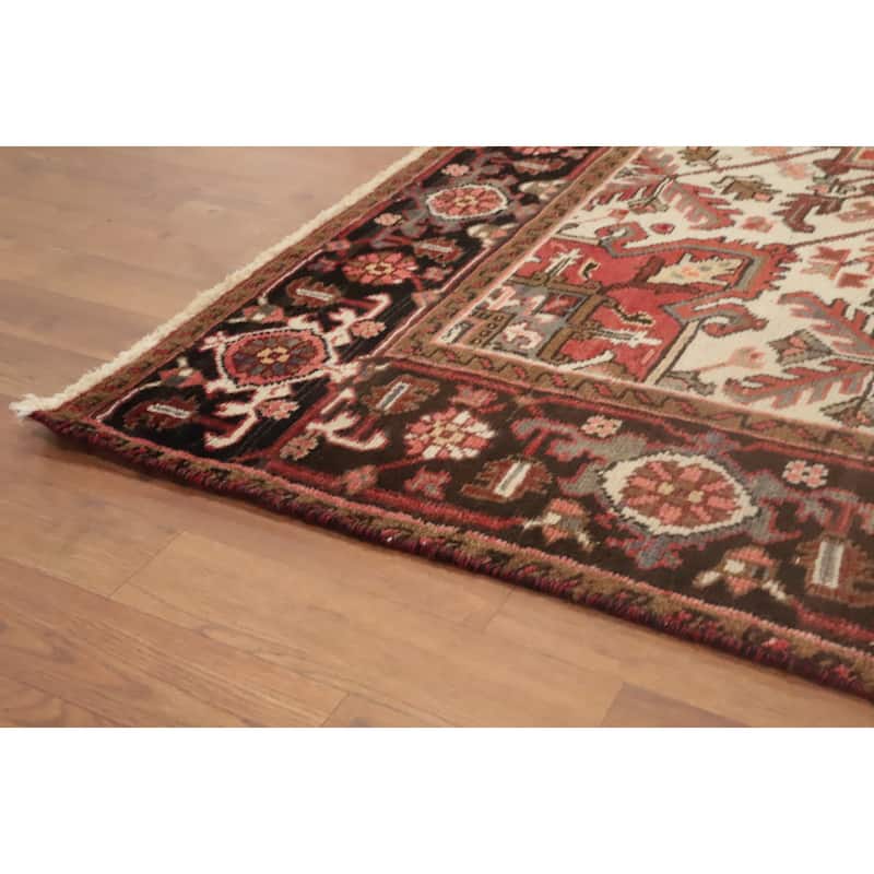 Hand Knotted Oriental 100% Wool Carpet Traditional Medallion Oranges & Rust Heriz Area Rug - 9' 9'' X 6' 3''