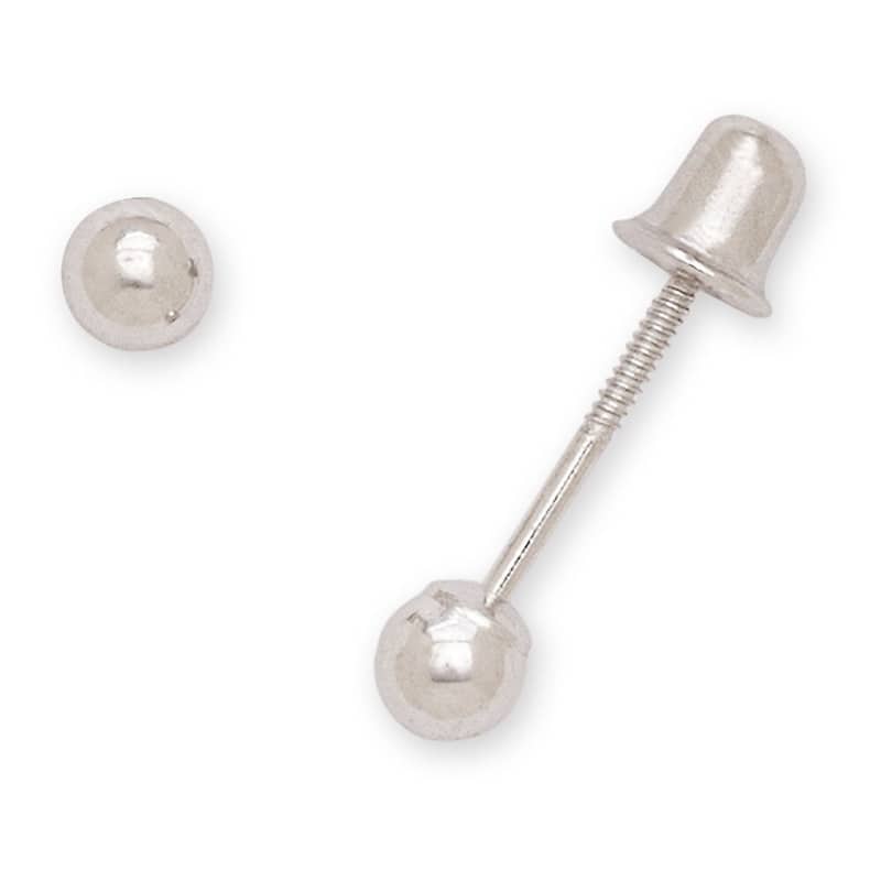 Curata 14k White Gold Polished 3 mm Ball Screw back Cartilage Stud Earrings