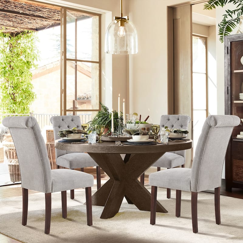 Tufted Parsons Dining Chairs - Velvet-Like Upholstery & Padded Seats for Kitchen & Dining Room
