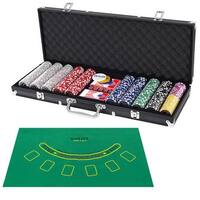 Costway Poker Chip Set 500 Dice Chips Texas Hold'em Cards with Black Aluminum Case