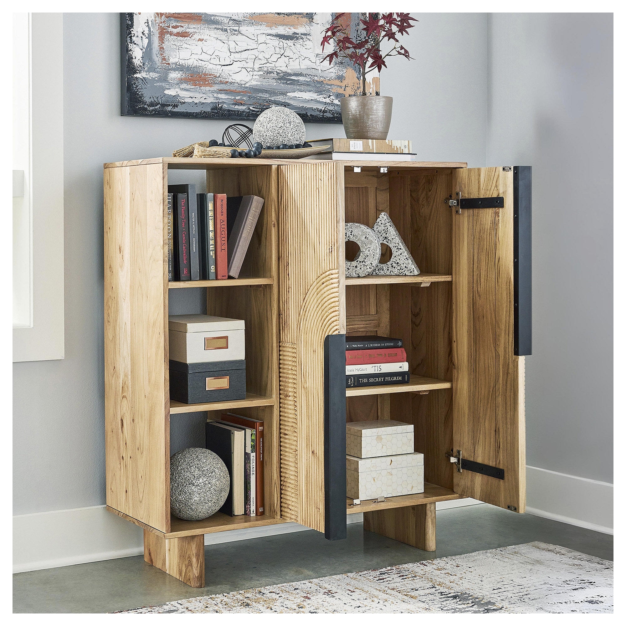 Signature Design by Ashley Kierwell Natural Accent Cabinet - 39.5" W x 16.75" D x 45.63" H
