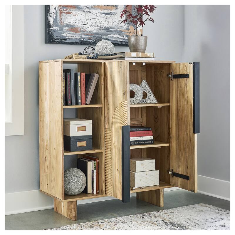 Signature Design by Ashley Kierwell Natural Accent Cabinet - 39.5" W x 16.75" D x 45.63" H - 39.5" W x 16.75" D x 45.63" H - Natural
