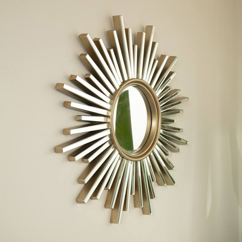 Gemme Luxury PU Sunburst Art Decorative Mirror - Bathroom, Bedroom, Living Room - Silver