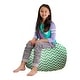preview thumbnail 142 of 192, Kids' Stuffed Animal Storage Bean Bag Chair Cover or Toy Organizer 27 Inches Medium - Pattern Chevron Green and White