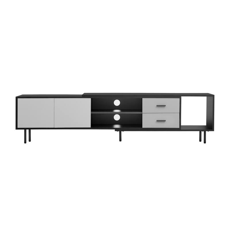 Freestanding TV Stand for 80" TV with 2 Doors, Media Console Table, Entertainment Center with Large Storage Cabinet