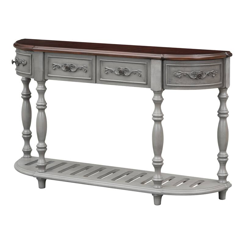 Modern Curved Console Table with 4 Drawers and 1 Shelf