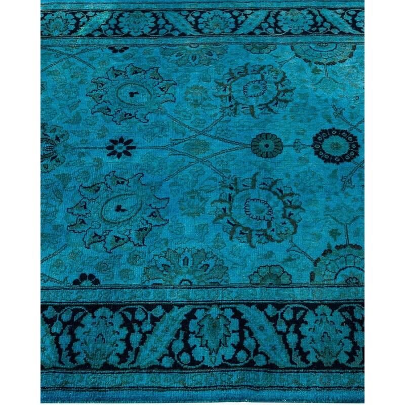 Fine Vibrance, One-of-a-Kind Hand-Knotted Runner Rug - Blue, 3' 0" x 9' 10" - 3' 0" x 9' 10"