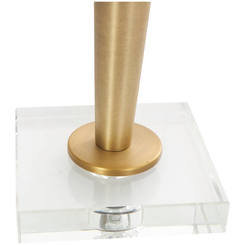 Gold Metal Inverted Cone Shaped Accent Lamp with Glass Ball Accent and Square Base
