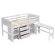 preview thumbnail 5 of 9, White Twin Size Wood Low Loft Bed With Pull-Out Desk, Drawers, Cabinet, and Shelves