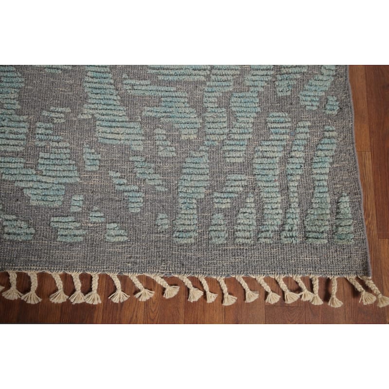 All-Over Abstract Moroccan Area Rug Hand-Knotted Wool Carpet - 9'9"x 12'4"