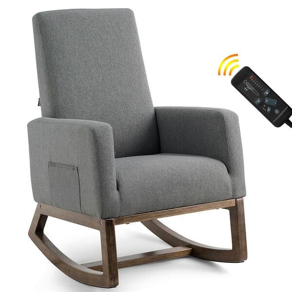 Shop Costway Mid Century Retro Fabric Upholstered Massage Rocking Chair Overstock 29737907