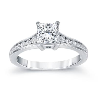 Auriya Platinum 1 Carat TW Princess Cut Diamond Engagement Ring (G-H, SI2-SI3)