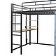 preview thumbnail 11 of 38, Metal & Wood Full Size Loft Metal Bed with Desk,Power Outlet,LED and Wardrobe